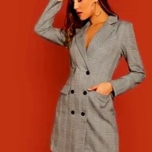 MARC FASHION: Plaid Blazer Double Breasted Dress XS/S